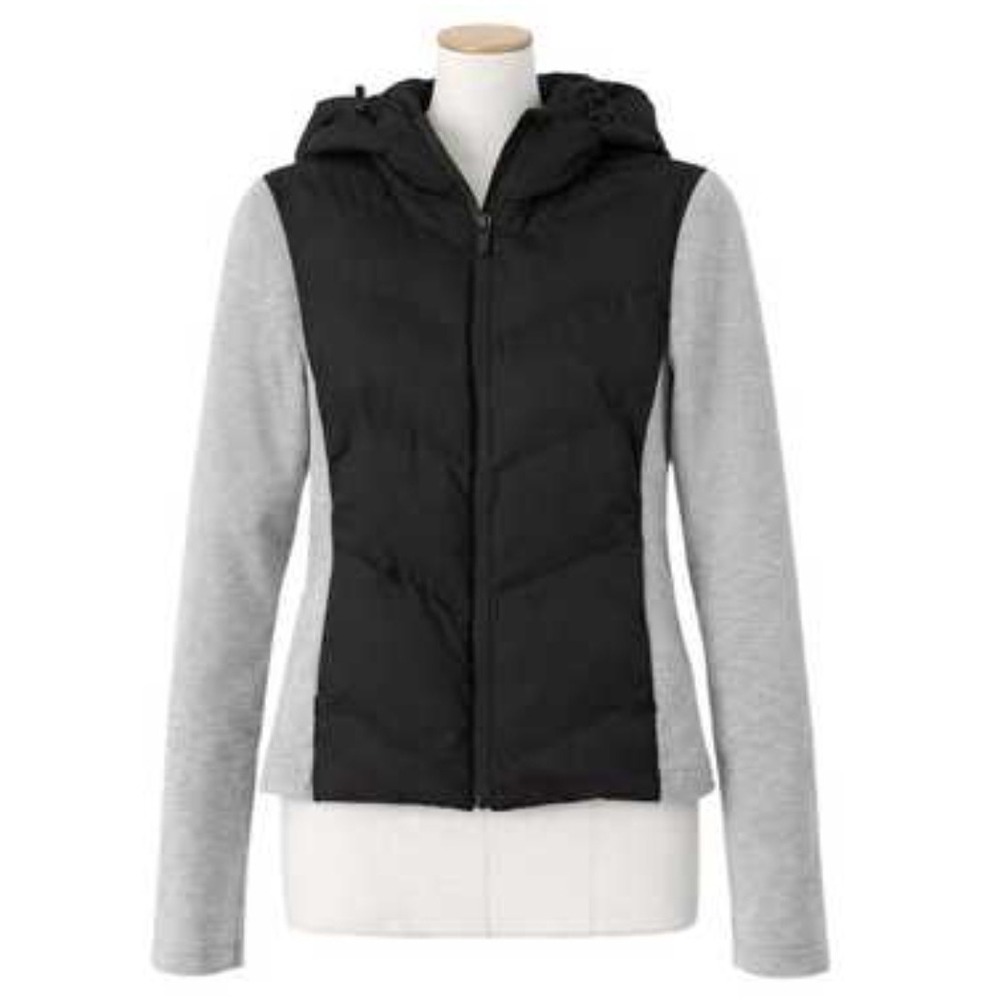 NEW! Jason Wu Edit Wms Hybrid Puffer Jacket Hooded Quilted Gray Black Full Zip